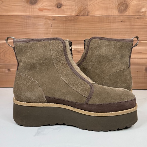 UGG Women Cityfunc Zip Water-Resistant Platform Bootie‎ Hickory Suede Size 12 - Picture 9 of 15